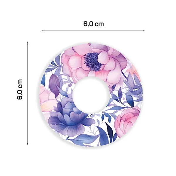 Pflaster für Libre 3 "Flowers", Motiv rosa-lila Blumen