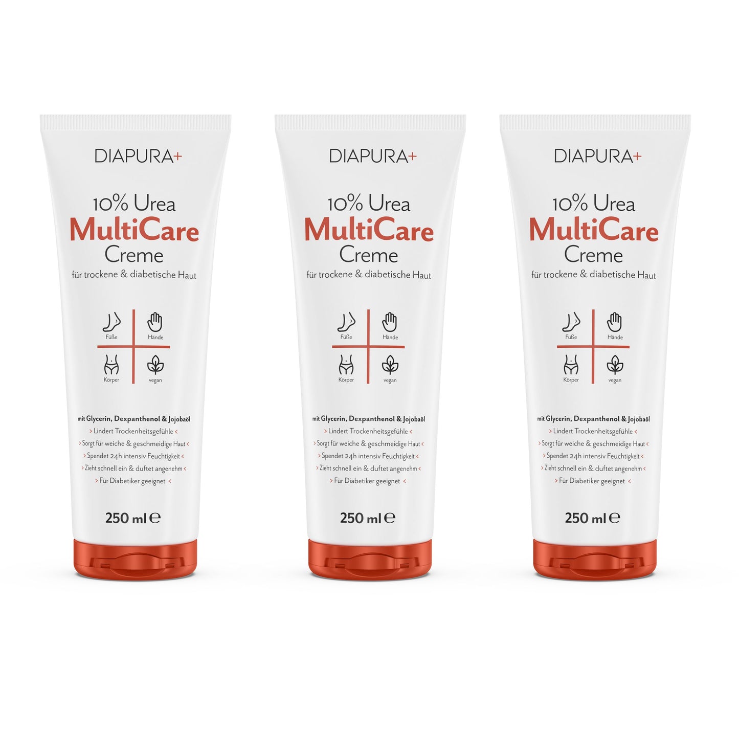 DIAPURA 10% Urea Multicare-Creme, Bodylotion für trockene Haut mit Urea, Glycerin, Dexpanthenol & Jojobaöl,  für den Körper, Füße und Hände