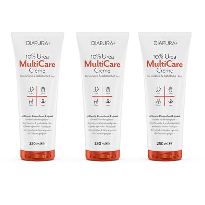 DIAPURA 10% Urea Multicare-Creme, Bodylotion für trockene Haut mit Urea, Glycerin, Dexpanthenol & Jojobaöl,  für den Körper, Füße und Hände