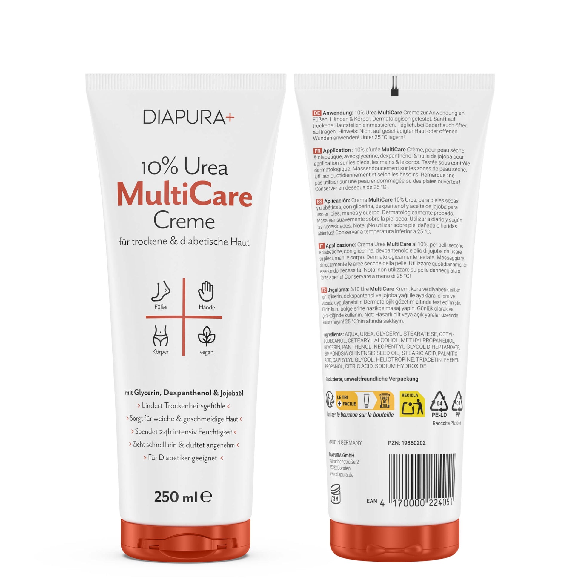 DIAPURA MultiCare Creme, Ansicht vorne und hinten