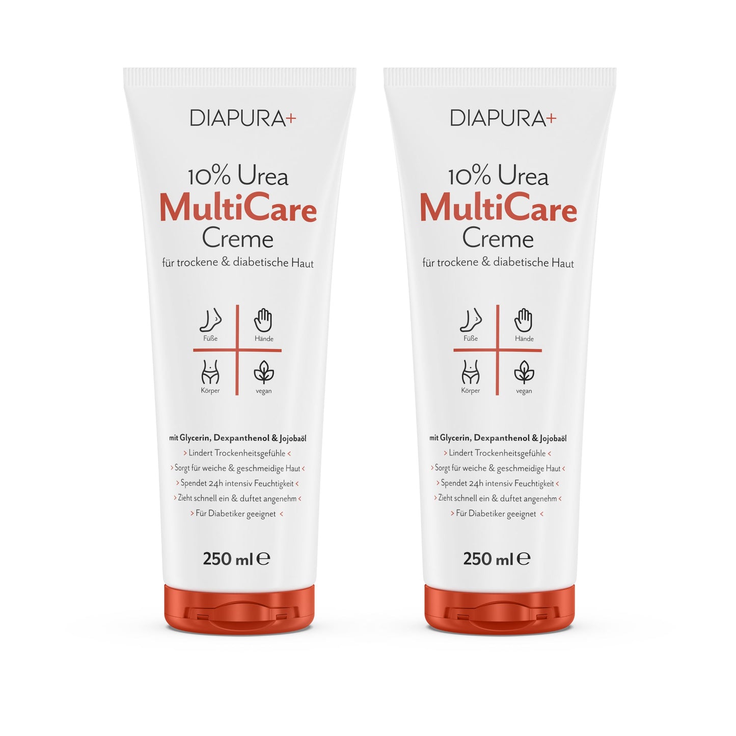 DIAPURA 10% Urea Multicare-Creme, Bodylotion für trockene Haut mit Urea, Glycerin, Dexpanthenol & Jojobaöl,  für den Körper, Füße und Hände