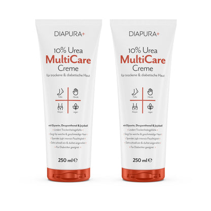 DIAPURA 10% Urea Multicare-Creme, Bodylotion für trockene Haut mit Urea, Glycerin, Dexpanthenol & Jojobaöl,  für den Körper, Füße und Hände