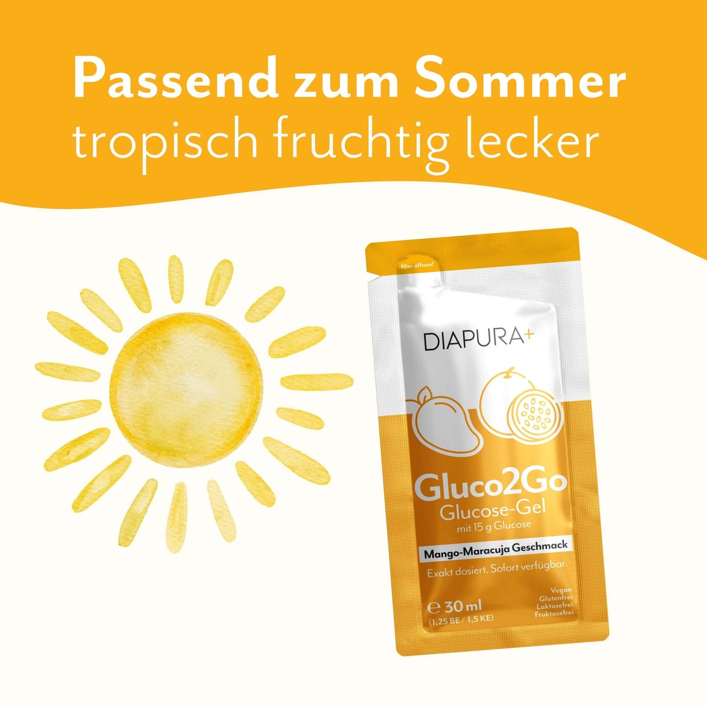 Gluco2Go Mango-Maracuja fruchtig frisch im Sommer