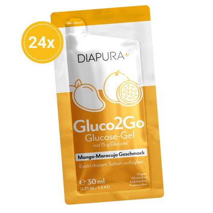 Gluco2Go Glucose-Gel mit exakt 15 g Glucose, Waldbeer- oder Mango-Maracuja-Geschmack