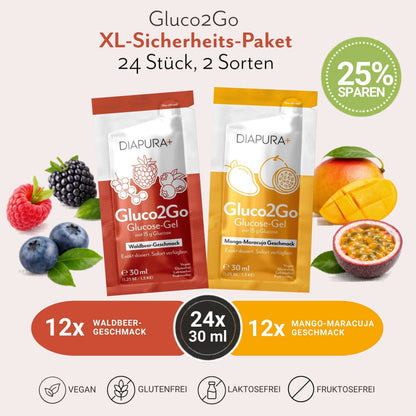 Gluco2Go Mix, 12 x Waldbeere, 12 x Mango-Maracuja