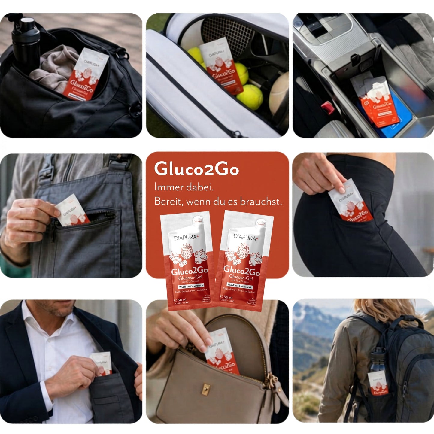 DIAPURA Gluco2Go Glucose-Gel mit 15 g Glucose, Waldbeer-Geschmack