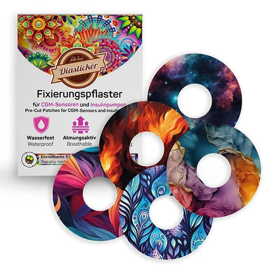 Pflaster für Libre 3 "Colorful", Mixpaket mit 5 Patches
